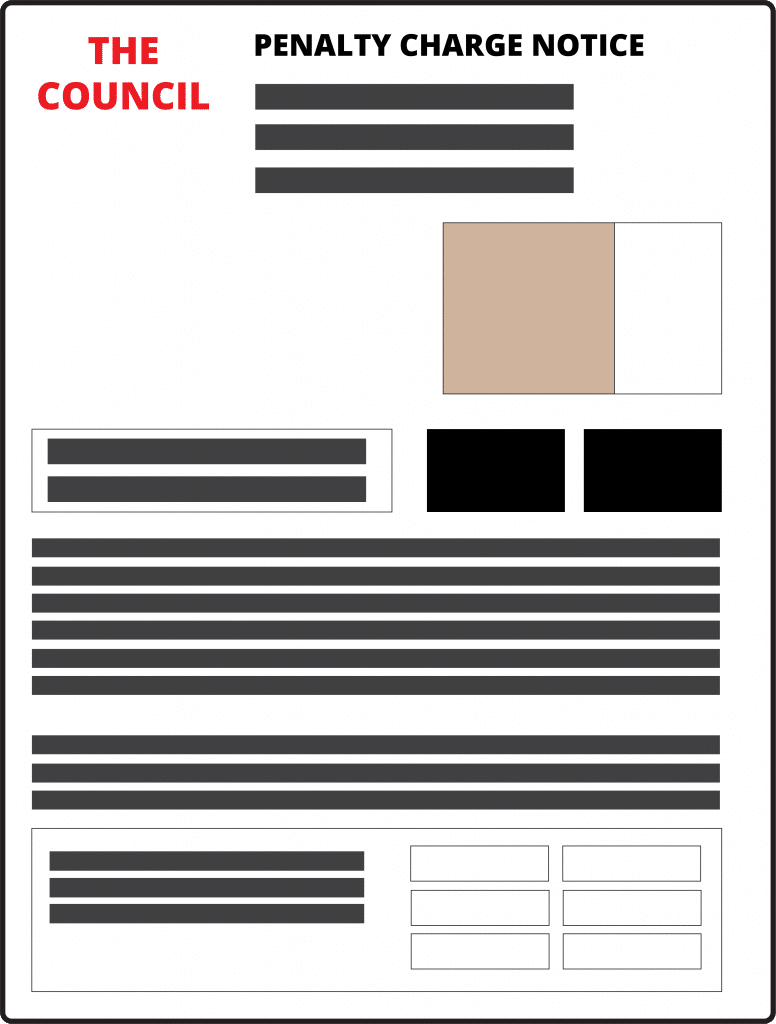 Graphic showing a Penalty Charge Notice from a Council Graphic showing a Penalty Charge Notice from a Council