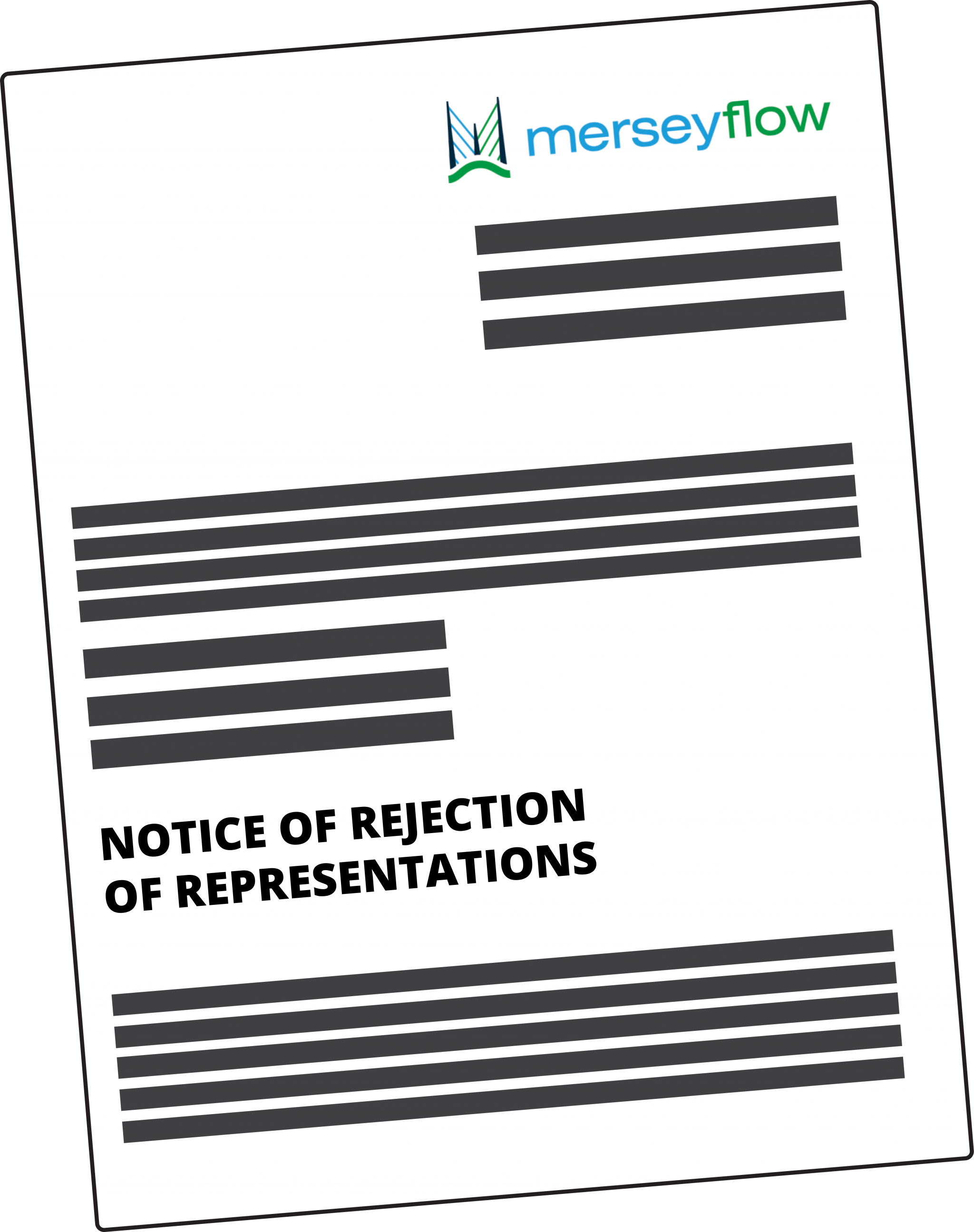 Graphic showing Merseyflow Notice of Rejection of Representations