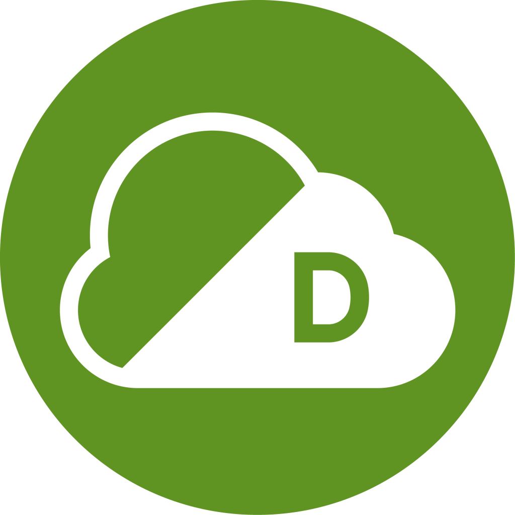 Clean Air Zone Symbol_D NEW Icon of a white cloud in a green circle of a Clean Air Zone with the letter D indicating a Class D charging zone